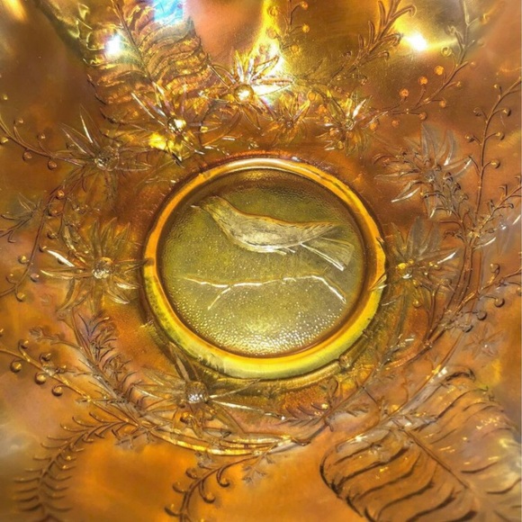 Antique Carnival Glass Australian Rare Crown Crystal Marigold Magpie Bowl 1920s - Picture 3 of 7